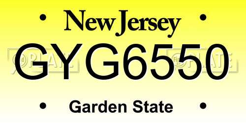 GYG6550 New Jersey License Plate