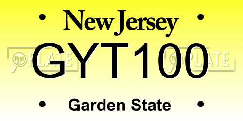 GYT100 New Jersey License Plate
