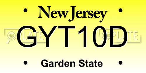 GYT10D New Jersey License Plate