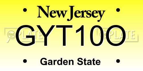 GYT10O New Jersey License Plate