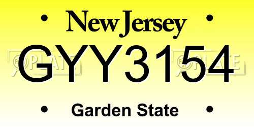 GYY3154 New Jersey License Plate