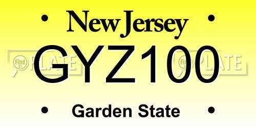 GYZ100 New Jersey License Plate