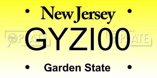 GYZI00 New Jersey License Plate