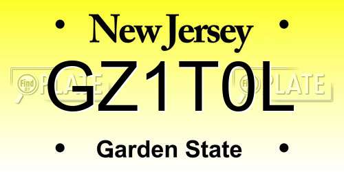 GZ1T0L New Jersey License Plate
