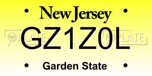 GZ1Z0L New Jersey License Plate