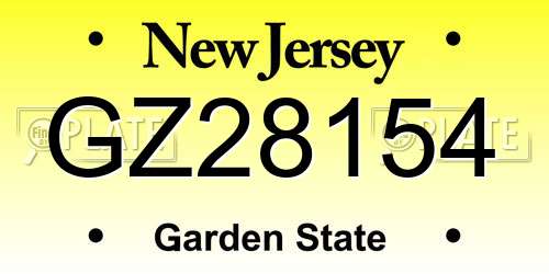 GZ28154 New Jersey License Plate