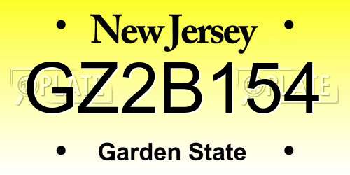 GZ2B154 New Jersey License Plate