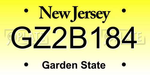 GZ2B184 New Jersey License Plate