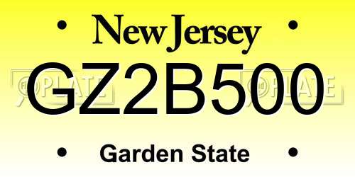 GZ2B500 New Jersey License Plate