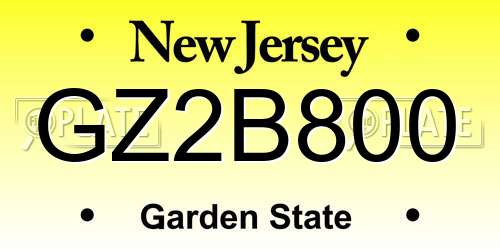 GZ2B800 New Jersey License Plate