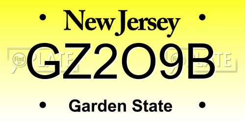 GZ2O9B New Jersey License Plate