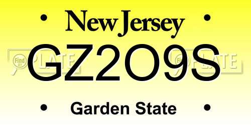 GZ2O9S New Jersey License Plate