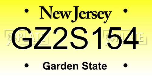 GZ2S154 New Jersey License Plate