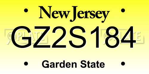 GZ2S184 New Jersey License Plate