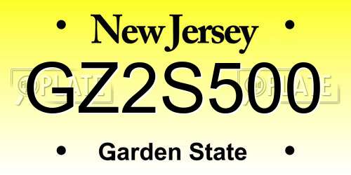 GZ2S500 New Jersey License Plate