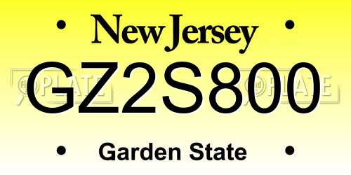 GZ2S800 New Jersey License Plate