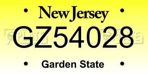 GZ54028 New Jersey License Plate