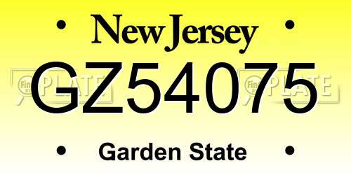 GZ54075 New Jersey License Plate