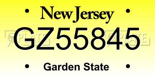GZ55845 New Jersey License Plate