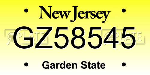 GZ58545 New Jersey License Plate