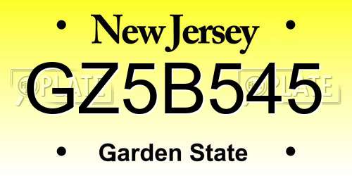 GZ5B545 New Jersey License Plate