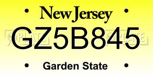 GZ5B845 New Jersey License Plate