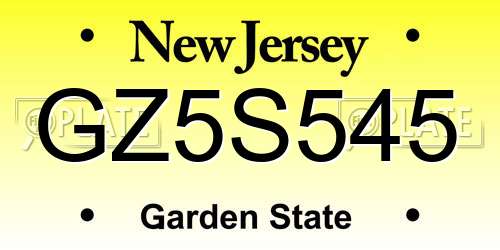 GZ5S545 New Jersey License Plate