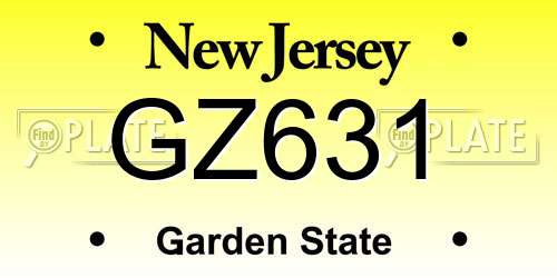 GZ631 New Jersey License Plate