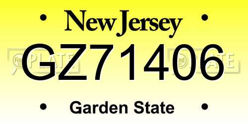 GZ71406 New Jersey License Plate