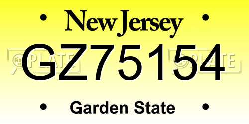 GZ75154 New Jersey License Plate