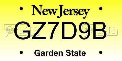 GZ7D9B New Jersey License Plate