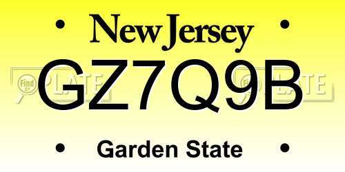 GZ7Q9B New Jersey License Plate
