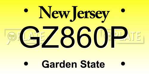 GZ860P New Jersey License Plate