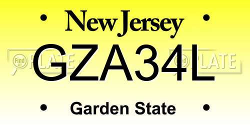GZA34L New Jersey License Plate