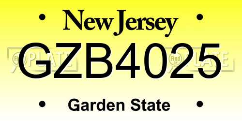 GZB4025 New Jersey License Plate
