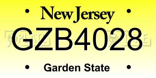 GZB4028 New Jersey License Plate