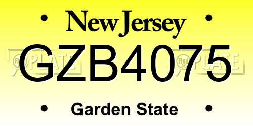 GZB4075 New Jersey License Plate