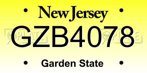 GZB4078 New Jersey License Plate