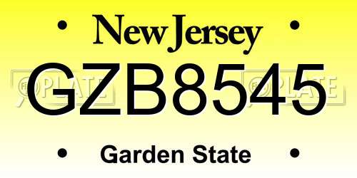 GZB8545 New Jersey License Plate