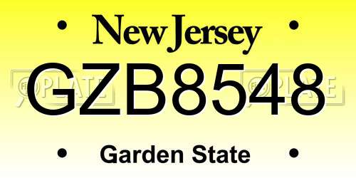 GZB8548 New Jersey License Plate