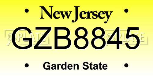 GZB8845 New Jersey License Plate