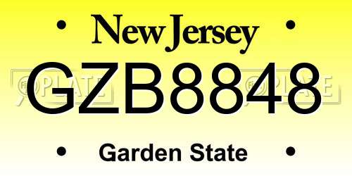 GZB8848 New Jersey License Plate