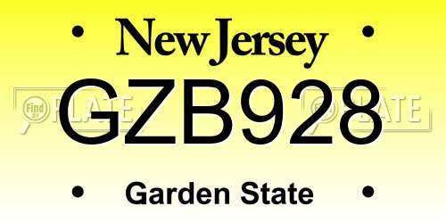 GZB928 New Jersey License Plate