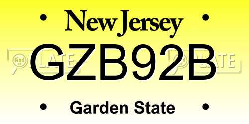 GZB92B New Jersey License Plate