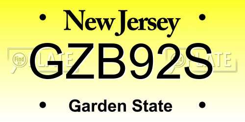 GZB92S New Jersey License Plate