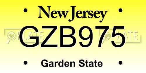 GZB975 New Jersey License Plate