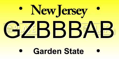 GZBBBAB New Jersey License Plate