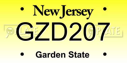 GZD207 New Jersey License Plate