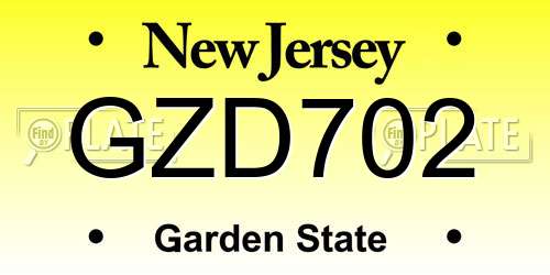 GZD702 New Jersey License Plate