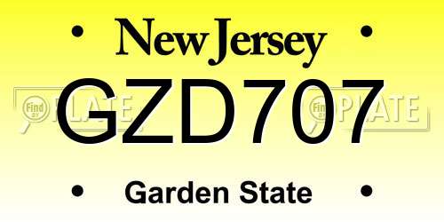 GZD707 New Jersey License Plate